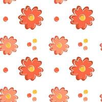naadloos bloemen patroon met schattig gemakkelijk rood bloemen geïsoleerd Aan wit achtergrond. vector