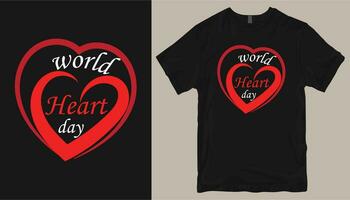 wereld hart dag ontwerp t shirt. hart kaart ontwerp. vector