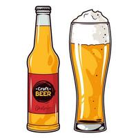 bier fles en glas. vector illustratie Aan wit achtergrond