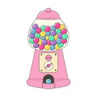 kauwen gom machine. oud fashioned kauwgombal machine. tekenfilm snoep of bubbel gom dispenser. vector