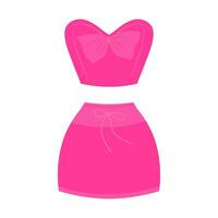 schattig tekenfilm roze rok en top met boog. kleding voor pop. mode aantrekkingskracht icoon. vector