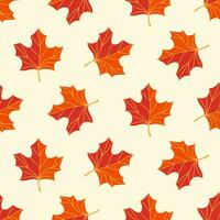 naadloos patroon van tekening esdoorn- bladeren Aan geïsoleerd achtergrond. hand- getrokken achtergrond voor herfst oogst vakantie, dankzegging, halloween, seizoensgebonden, textiel, scrapbooken. vector