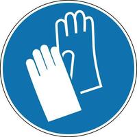beschermend handschoenen teken. verplicht teken. ronde blauw teken. slijtage beschermend handschoenen. volgen de veiligheid reglement. hand- bescherming. vector