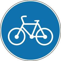 fiets pad teken. verplicht teken. ronde blauw teken. pad voor fietsers. weg teken. wit fiets binnen een blauw cirkel. gehoorzamen de reglement van de weg. fiets. vector