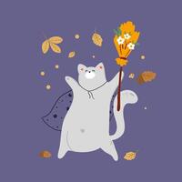 reeks van schattig geesten en katten. gelukkig halloween. kinderachtig eng en glimlachen griezelig karakters. Super goed voor uw ontwerp, ansichtkaart, poster, kinderen kamer, logo, afdrukken. geïsoleerd vlak vector illustratie