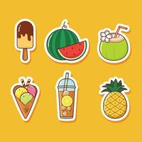 zomer voedsel sticker verzameling voor logboek vector