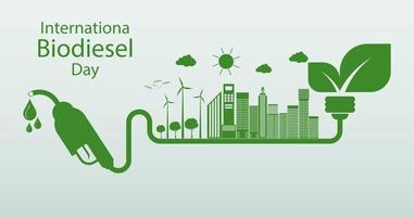 internationale biodieseldag 10 augustus voor ecologie en milieu, help de wereld met milieuvriendelijke ideeën vector