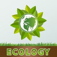 groen aardeconcept met bladeren ecologiesteden helpen de wereld met milieuvriendelijke conceptideeën vector