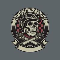 vintage biker schedel met gekruiste sleutels embleem vector