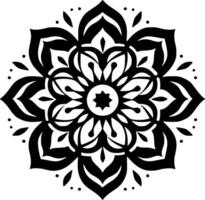 mandala - zwart en wit geïsoleerd icoon - vector illustratie