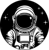 astronaut - zwart en wit geïsoleerd icoon - vector illustratie