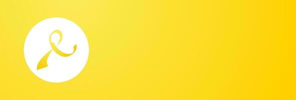 geel bewustzijn lint met menselijk hoofd profiel vorm geven aan, Aan geel helling achtergrond. sarcoom bewustzijn, bot kanker, kinderjaren kanker, zelfmoord preventie. banier sjabloon met ruimte voor tekst. vector. vector