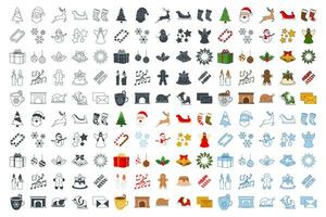 mega reeks Kerstmis en nieuw jaar icoon, inbegrepen pictogrammen net zo Kerstmis boom, de kerstman claus, heet chocola en meer symbolen verzameling, logo geïsoleerd vector illustratie