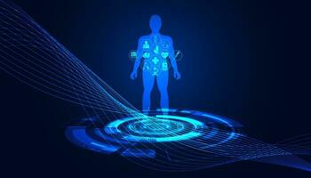 abstract technologie wetenschap concept menselijk gegevens Gezondheid digitaal pictogrammen geneeskunde analyse Aan Hoi tech toekomst ontwerp achtergrond vector