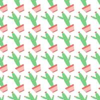 naadloos patroon met roze en groen ingemaakt cactus vector illustratie