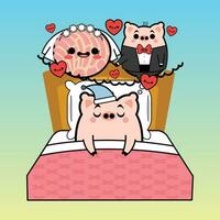 varken in bed met groot droom tekenfilm ontwerp vector