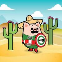 gezagvoerder Mexico super held mascotte vrij vector illustraties