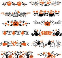 reeks verzameling hand getekend spookachtig halloween verdeler kader vector illustratie