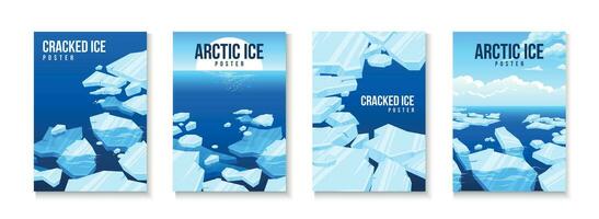 bevroren arctisch gebarsten ijs poster reeks vector