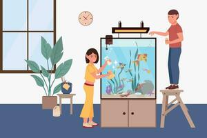 aquarium schoonmaken vlak samenstelling vector