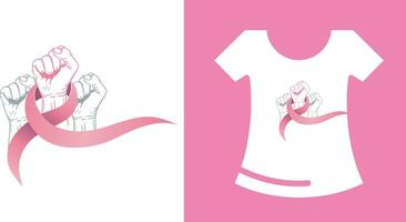 roze illustratie vrouw borst kanker citaat ontwerp t-shirt vector