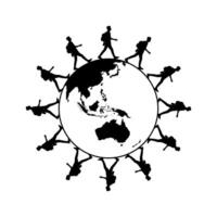 silhouet van de wandelen Mens, wandelen mensen in de omgeving van de wereld, kan gebruik voor logo type, pictogram, appjes, website, kunst illustratie of grafisch ontwerp element. vector illustratie