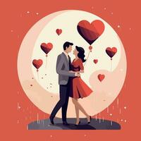 een paar in liefde Valentijnsdag dag speciaal vlak vector illustratie