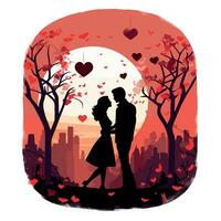 een paar in liefde Valentijnsdag dag speciaal vlak vector illustratie