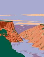 vlammend kloof nationaal recreatie Oppervlakte in Wyoming en Utah Verenigde Staten van Amerika wpa kunst poster vector