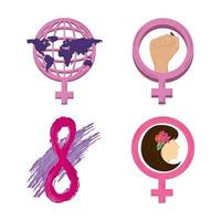 womens dag pictogrammen instellen geslacht vrouw wereld vrouw hand acht vector