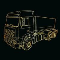 goud vector illustratie van een vrachtauto lijn