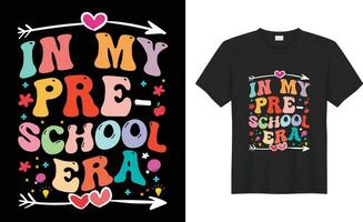 gelukkig 100ste dag van school- typografie t-shirt ontwerp afdrukken klaar vector sjabloon. in mijn pre- school- tijdperk