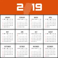 Modern nieuw jaar 2019 kalender ontwerpsjabloon vector