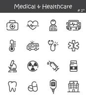 medische en gezondheidszorg lijn icon set 1 vector