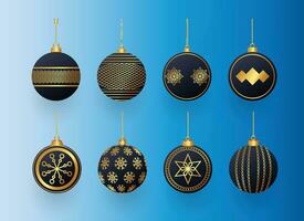 kleurrijk glimmend gloeiend Kerstmis ballen. Kerstmis glas bal. vakantie decoratie sjabloon. vector illustratie.