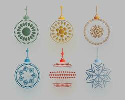 kleurrijk glimmend gloeiend Kerstmis ballen. Kerstmis glas bal. vakantie decoratie sjabloon. vector illustratie.