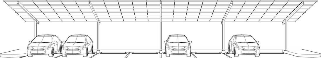 3d illustratie van zonne- carport vector