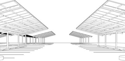 3d illustratie van zonne- carport vector