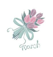 8 maart groet kaart. vrouwen dag ontwerp sjabloon met bloem boeket. vector
