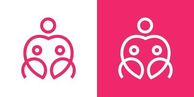logo ontwerp van hart element gecombineerd met mensen en gemaakt in lijn stijl, deze icoon is geschikt voor familie logo vector