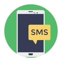 een mobiel telefoon met sms tekst tonen nieuw sms ontvangen vector