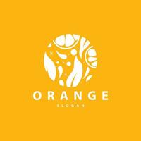 oranje plak fruit logo, vers sap fruit ontwerp symbool sjabloon vector illustratie