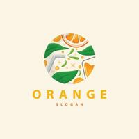 oranje plak fruit logo, vers sap fruit ontwerp symbool sjabloon vector illustratie