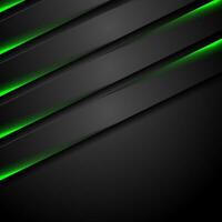 abstract zwart strepen met groen neon gloeiend licht vector