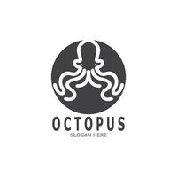 Octopus zwart silhouet logo en symbool sjabloon illustratie vector