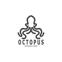 Octopus zwart silhouet logo en symbool sjabloon illustratie vector