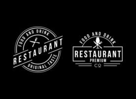 wijnoogst restaurant etiket logo ontwerp. retro wijnoogst insigne, logo, etiket of insigne vector ontwerp element, bedrijf teken sjabloon.