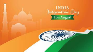 gelukkig onafhankelijkheid dag Indië 15e augustus. Indisch monument en mijlpaal met achtergrond , poster, kaart, spandoek. vector illustratie ontwerp