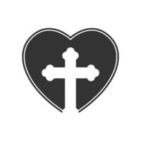 vector illustratie van liefde kruis icoon in donker kleur en wit achtergrond