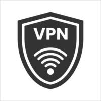 vector illustratie van Wifi vpn bescherming icoon in donker kleur en wit achtergrond